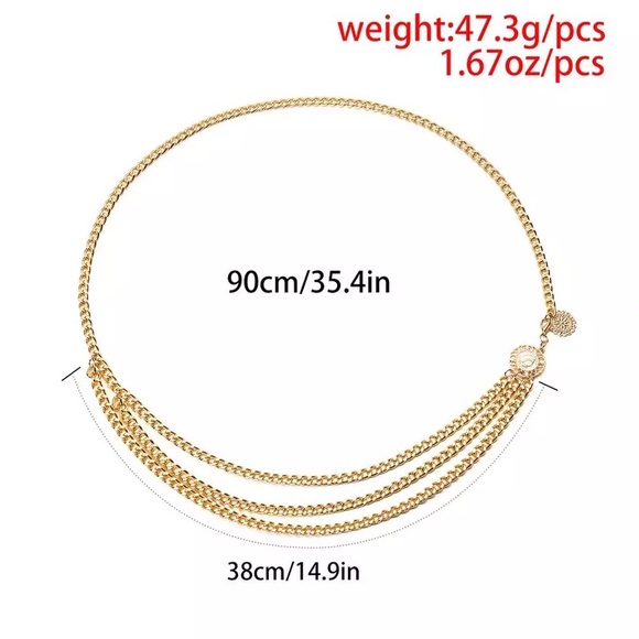 Trendy | Gold Coin Multilayer Tassel Chain Belt - Picture 5 of 6